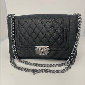 Black Quilted Chain Shoulder Bag